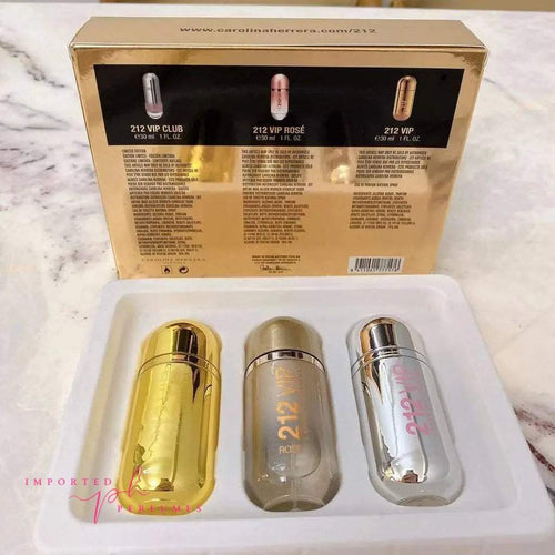 Load image into Gallery viewer, Carolina Herrera 212 Vip 3 in 1 Perfume Gift Set For Women-Imported Perfumes Co-212,carolina,CH,CK,perfume set,set,sets,VIP,women
