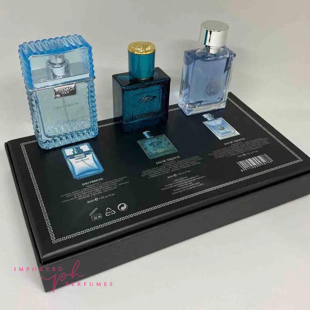 Versace 3 in 1 Gift Set For Men 30ml x 3pcs Box-Imported Perfumes Co-gift set,gift sets,gitt set,men,men sets,perfume set,set,sets,versace